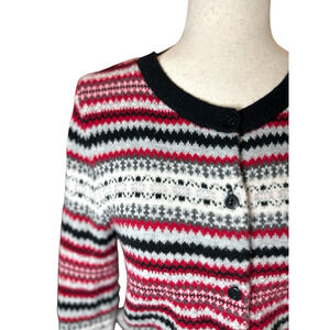Vintage Talbots Fair Isle Lambswool Cardigan Sweater Small Preppy Brunch Holiday